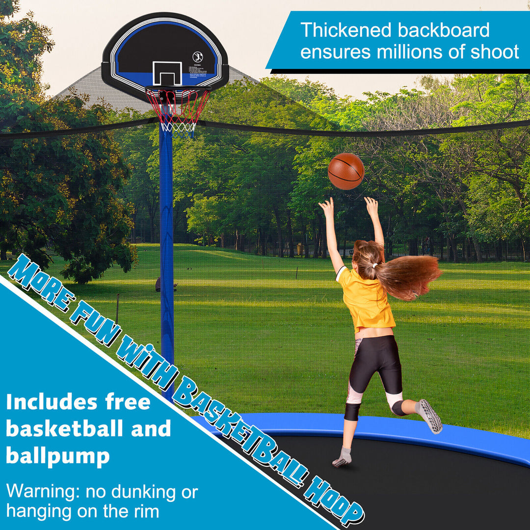 12FT Outdoor Large Trampoline Safety Enclosure Net w/ Basketball Image 4