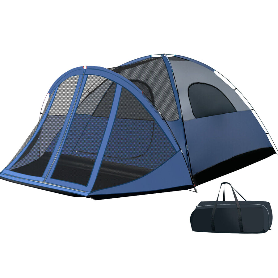 6-Person Large Family Camping Dome Tent W/ Screen Room Porch and Removable Rainfly Image 1