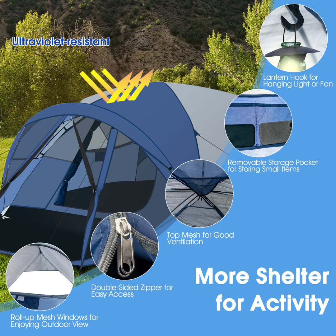 6-Person Large Family Camping Dome Tent W/ Screen Room Porch and Removable Rainfly Image 4