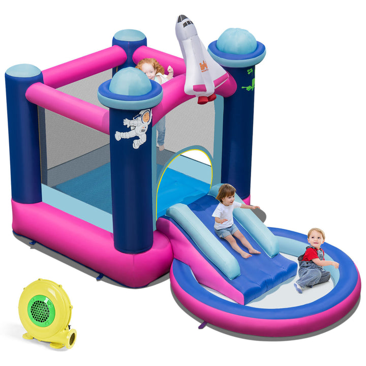 Inflatable Space-themed Bounce House Kids 3-in-1 Bounce Castle w/ 480W Blower Image 1