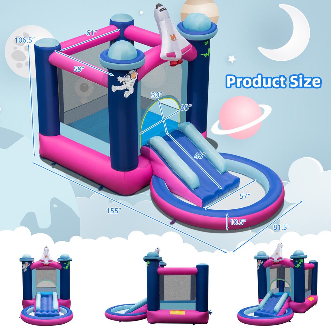 Inflatable Space-themed Bounce House Kids 3-in-1 Bounce Castle w/ 480W Blower Image 2