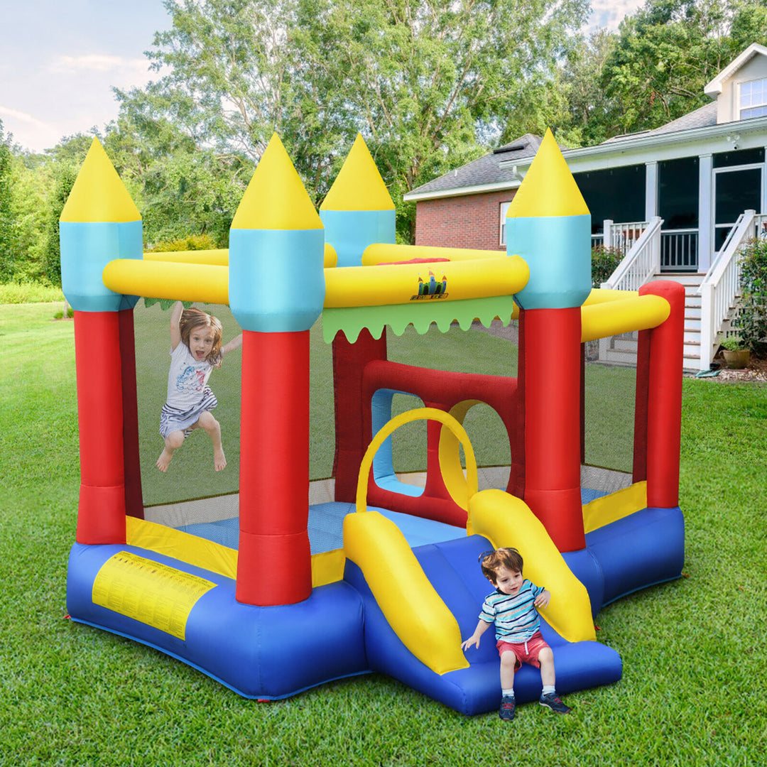 Inflatable Bounce House Slide Jumping Castle w/ Tunnels Ball Pit and 550W Blower Image 3