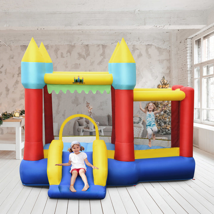 Inflatable Bounce House Slide Jumping Castle w/ Tunnels Ball Pit and 550W Blower Image 4