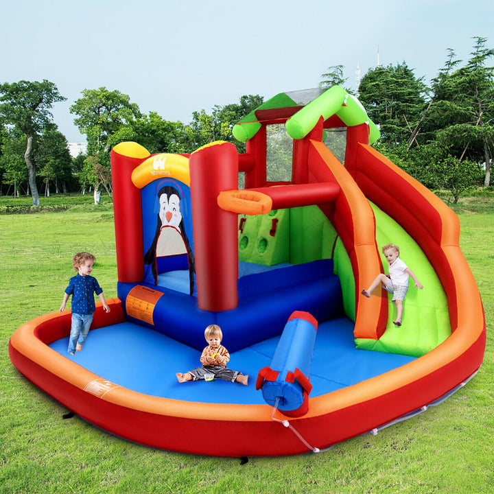 Inflatable Slide Bouncer and Water Park w/ Splash Pool Water Cannon 680W Blower Image 4