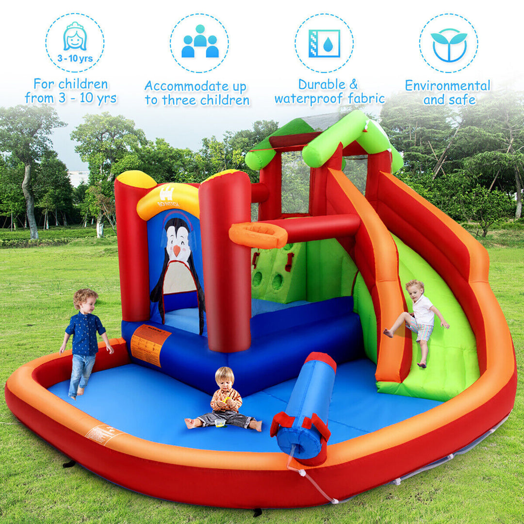 Inflatable Slide Bouncer and Water Park w/ Splash Pool Water Cannon 680W Blower Image 6