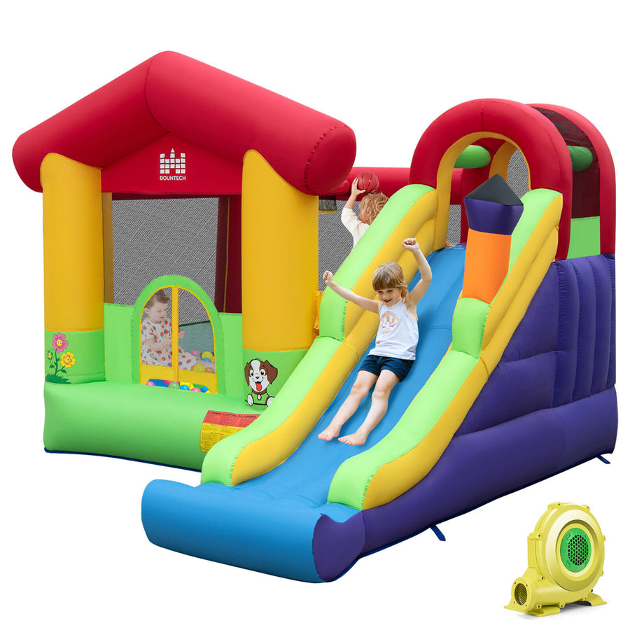 Inflatable Bounce Castle Kids Jumping House w/ Ocean Balls & 735W Air Blower Image 1