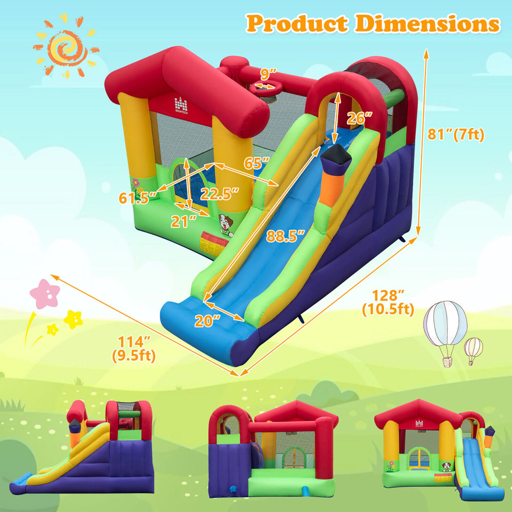 Inflatable Bounce Castle Kids Jumping House w/ Ocean Balls & 735W Air Blower Image 2