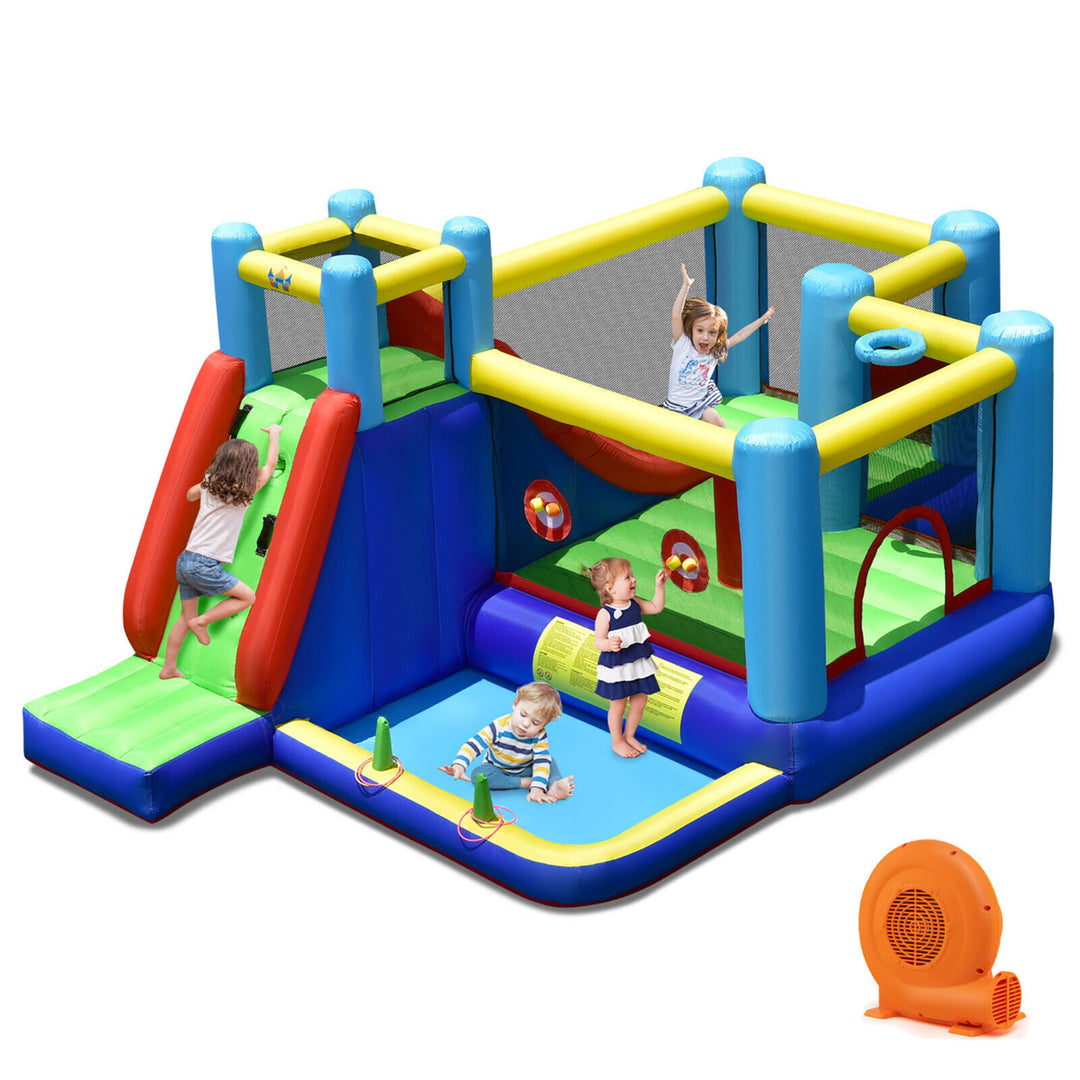 Inflatable Bounce House 8-in-1 Kids Inflatable Slide Bouncer (With 680W Blower) Image 1