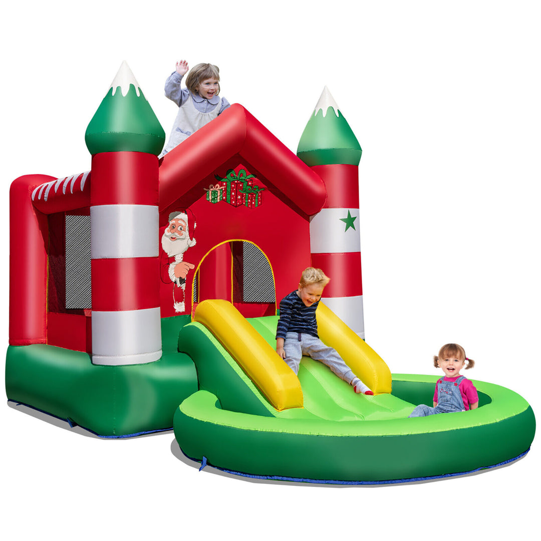 Inflatable Bounce House Kids Christmas w/ Slide and Trampoline and Pool Without Blower Image 1