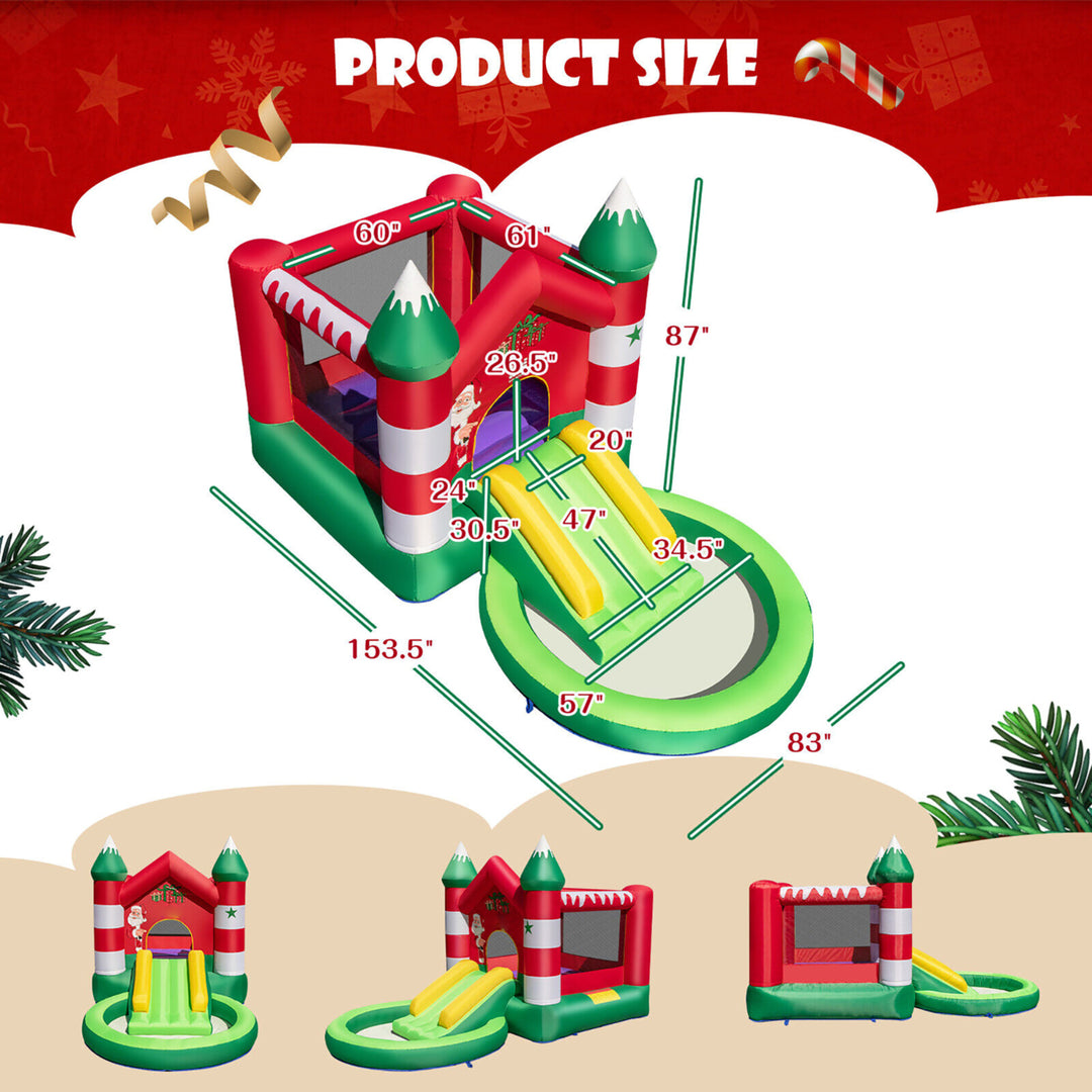 Inflatable Bounce House Kids Christmas w/ Slide and Trampoline and Pool Without Blower Image 2