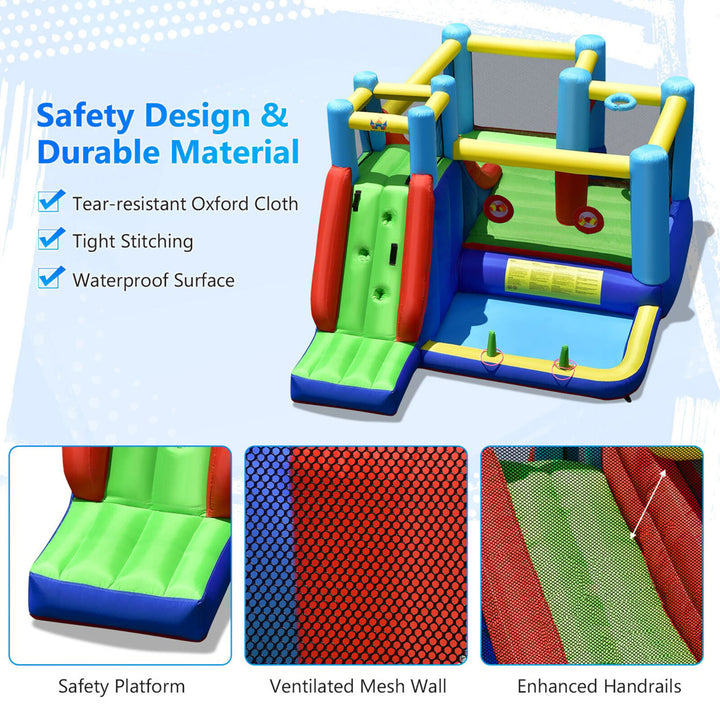 Inflatable Bounce House 8-in-1 Kids Inflatable Slide Bouncer (With 680W Blower) Image 4