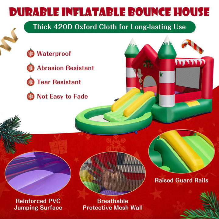 Inflatable Bounce House Kids Christmas w/ Slide and Trampoline and Pool Without Blower Image 6