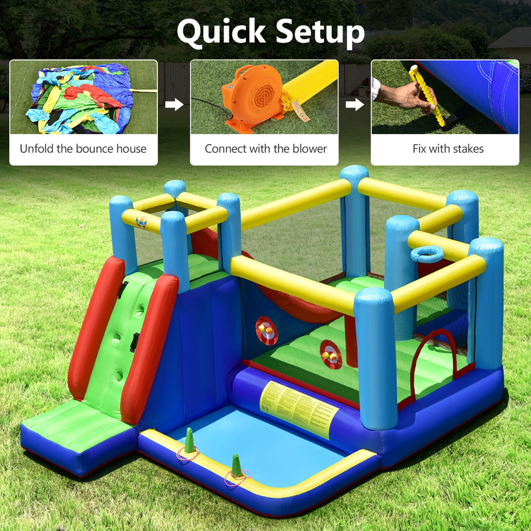 Inflatable Bounce House 8-in-1 Kids Inflatable Slide Bouncer (With 680W Blower) Image 8