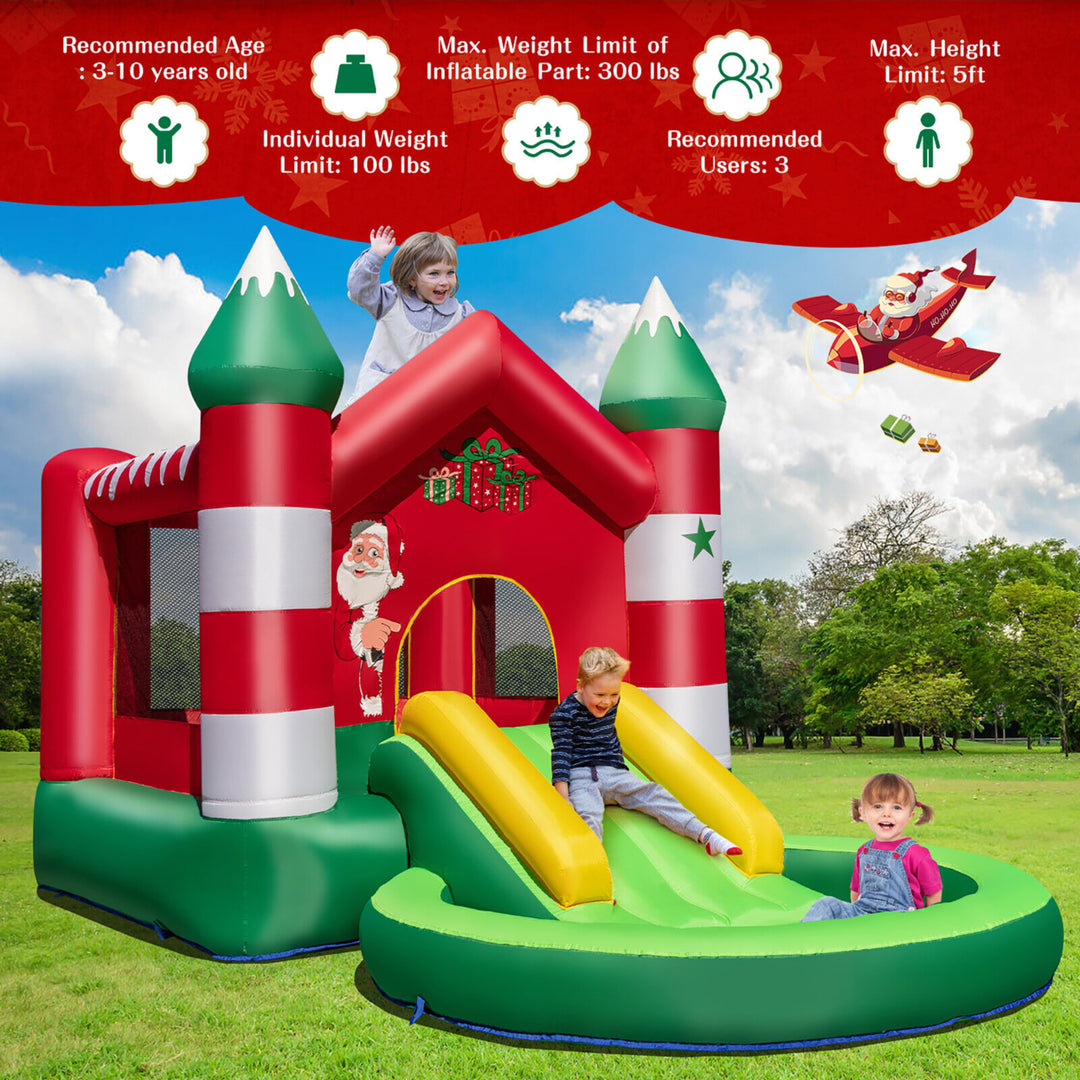 Inflatable Bounce House Kids Christmas w/ Slide and Trampoline and Pool Without Blower Image 8