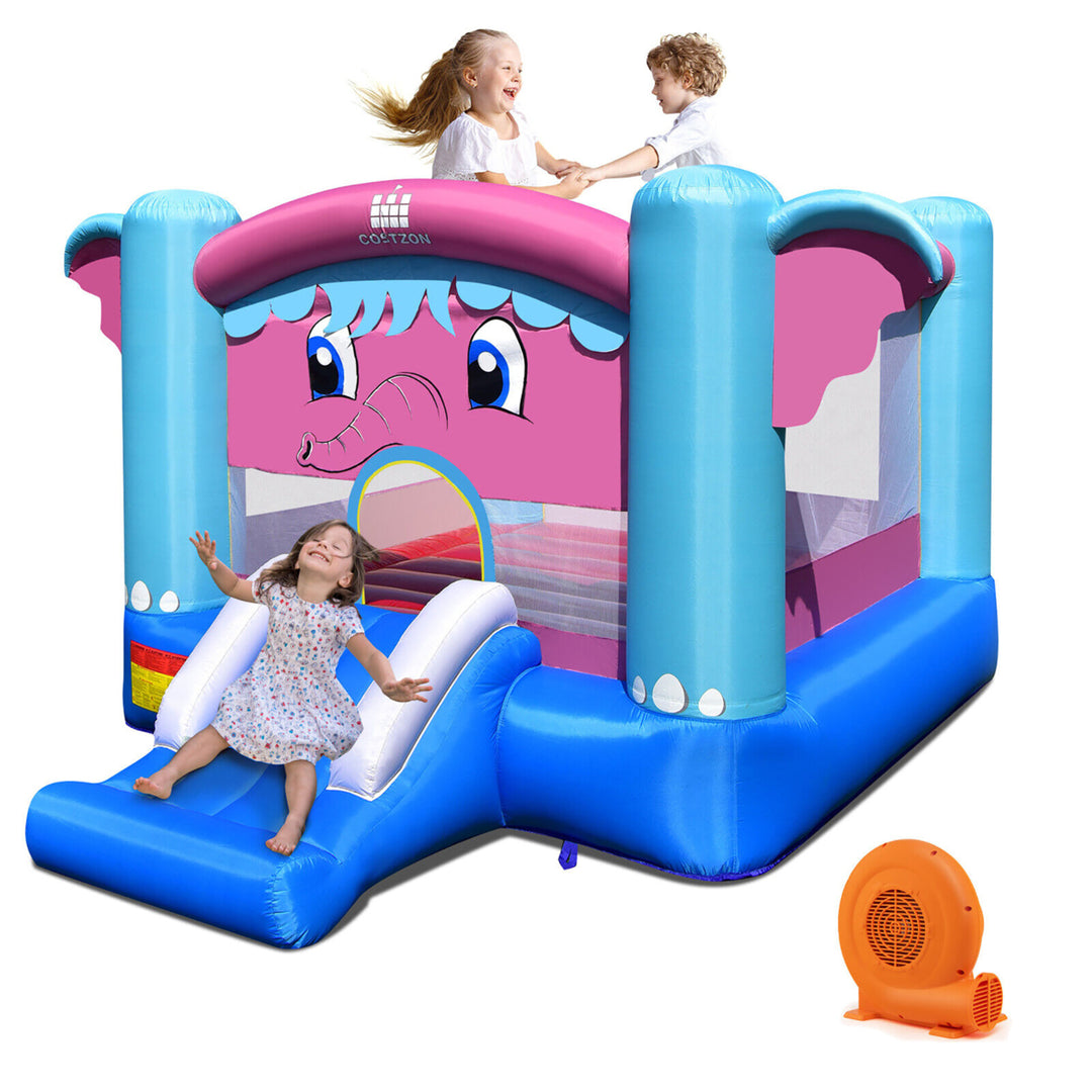 Inflatable Bounce House 3-in-1 Elephant Theme Inflatable Castle w/ 750W Blower Image 1