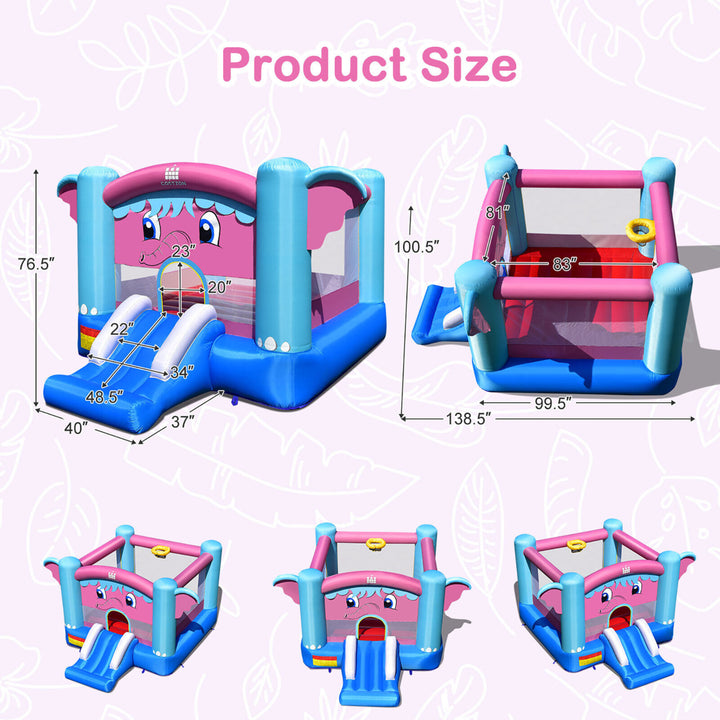 Inflatable Bounce House 3-in-1 Elephant Theme Inflatable Castle w/ 750W Blower Image 2