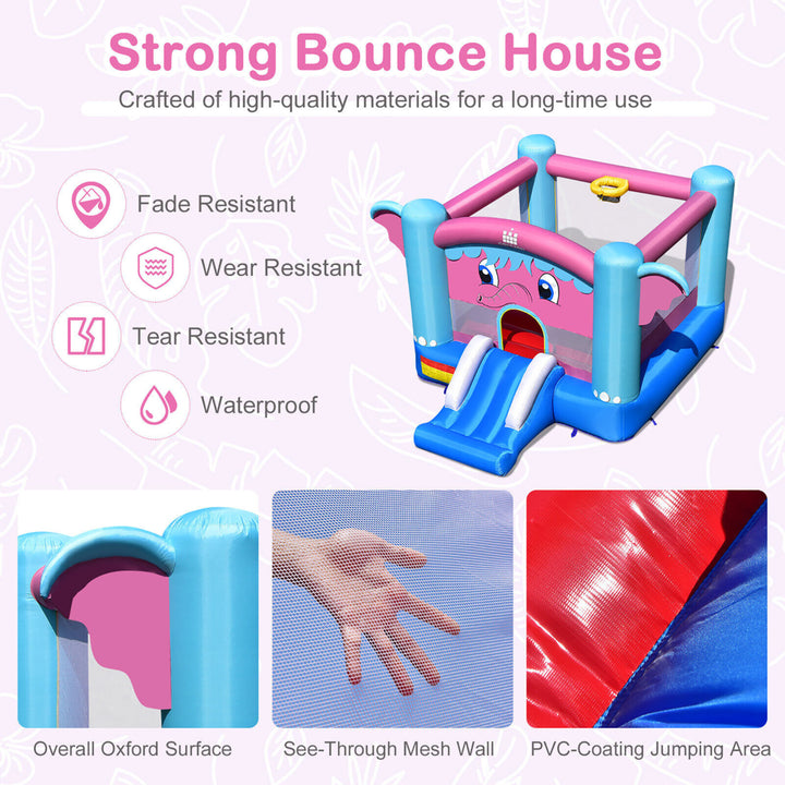 Inflatable Bounce House 3-in-1 Elephant Theme Inflatable Castle w/ 750W Blower Image 4