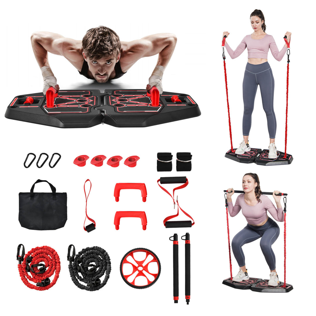 All-in-one Home Gym Portable Pushup Board W/Bag Full Body Strength Training Image 1