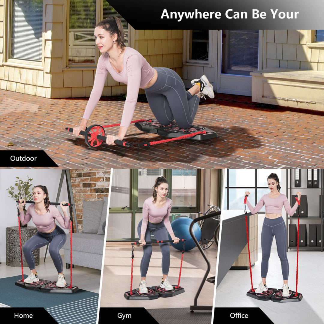 All-in-one Home Gym Portable Pushup Board W/Bag Full Body Strength Training Image 9