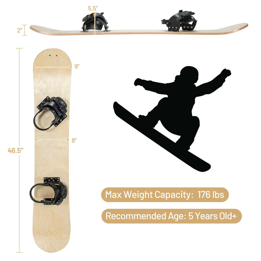 Sledding Board Skiing Board W/Adjustable Foot Straps Winter Sports Snowboarding Image 2