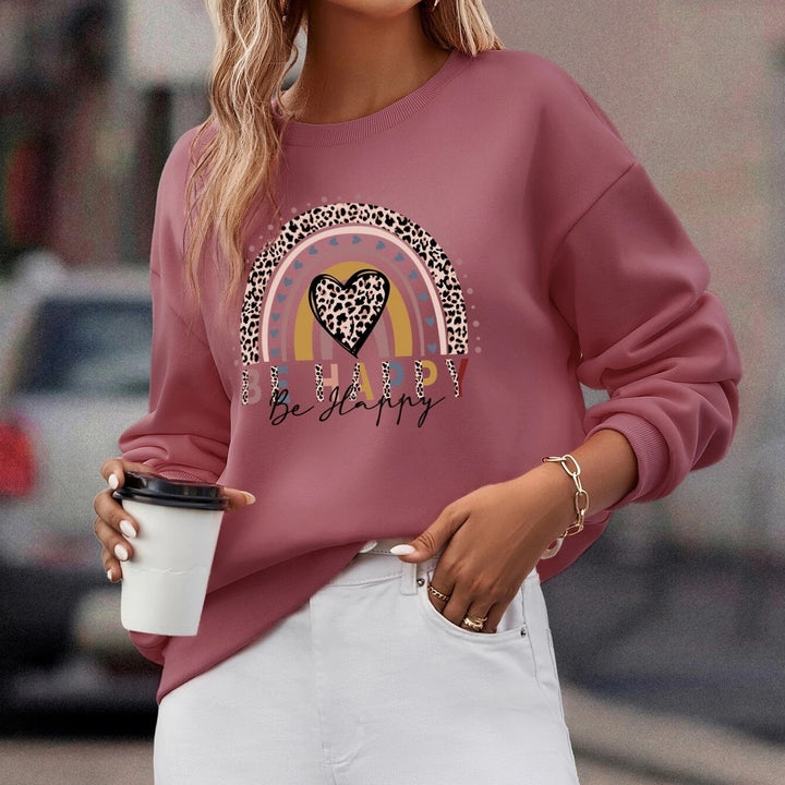 Heart And Slogan Graphic Drop Shoulder Sweatshirt Image 4
