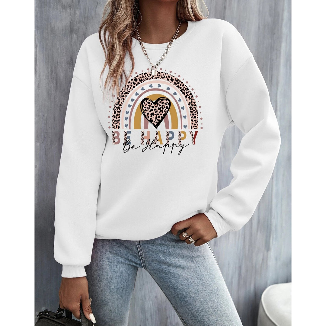 Heart And Slogan Graphic Drop Shoulder Sweatshirt Image 1