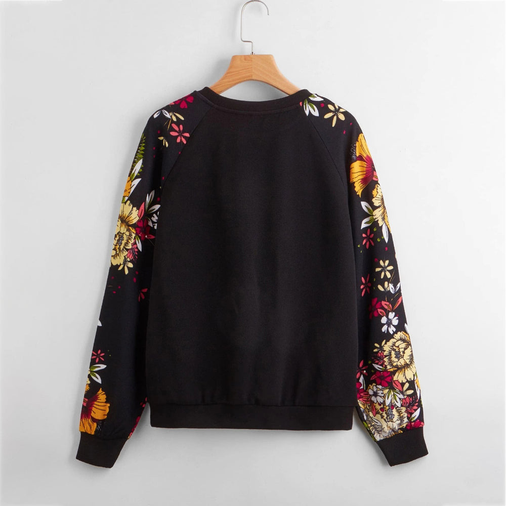 Floral Print Raglan Sleeve Pullover Image 2