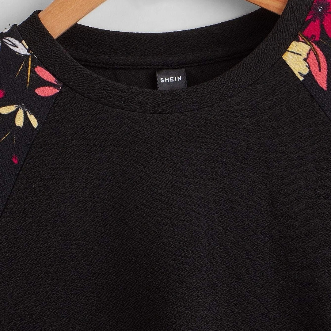 Floral Print Raglan Sleeve Pullover Image 4