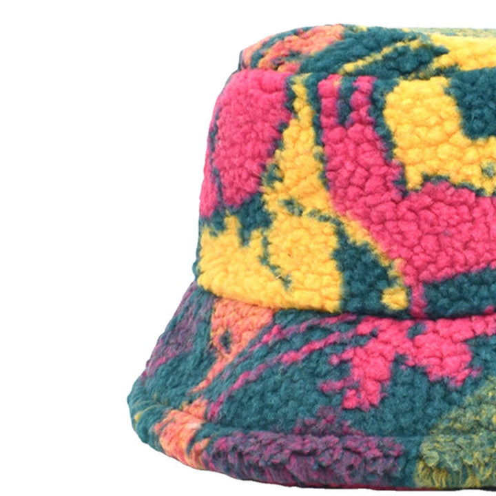 Unisex Cotton Mix Color Printing Velvet Keep Warm Outdoor Travel Casual Bucket Hat DTTT Image 3