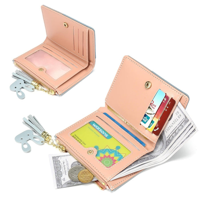 Tassels PU Leather Multi-Slots Short Money Bag Slim Card Holder Purse Wallet for Women Image 4