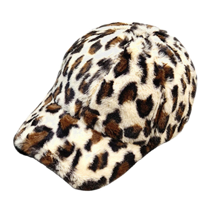 Unisex Plush Plus Thicken Leopard Pattern Warm Soft All-match Baseball Hat DTTT Image 6