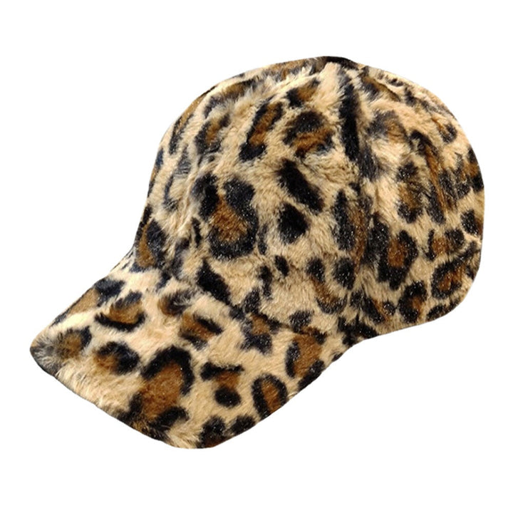 Unisex Plush Plus Thicken Leopard Pattern Warm Soft All-match Baseball Hat DTTT Image 7