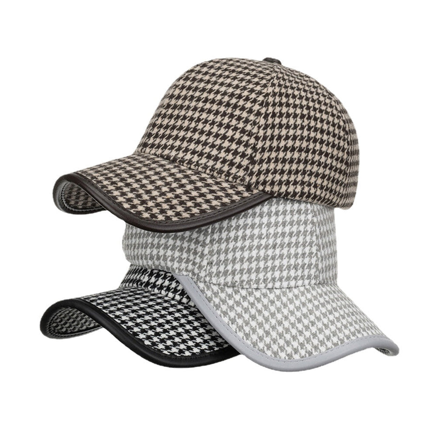 Unisex Polyester Houndstooth Pattern Baseball Cap British Retro Summer Sunshade Adjustable Hat DTTT Image 1