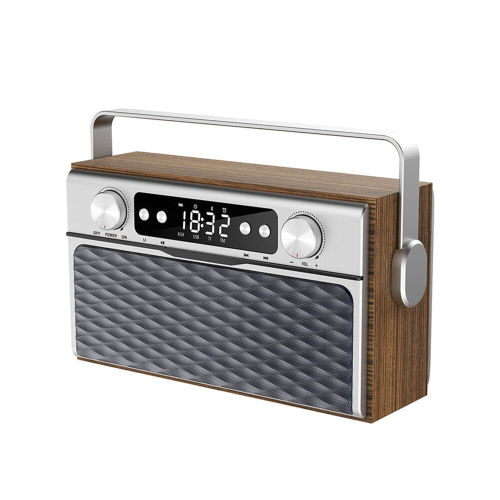 Wireless bluetooth Speaker Alarm Clock Wooden Portable Retro Bass Sound Speaker Support FM Radio Card Slot Subwoofer Image 1