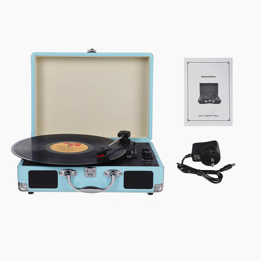 Vinyl Turntable Record Player LP Disc 33/45/78 RPM bluetooth Portable Leather Gramophone Phonograph Speaker 3.5mm Image 1