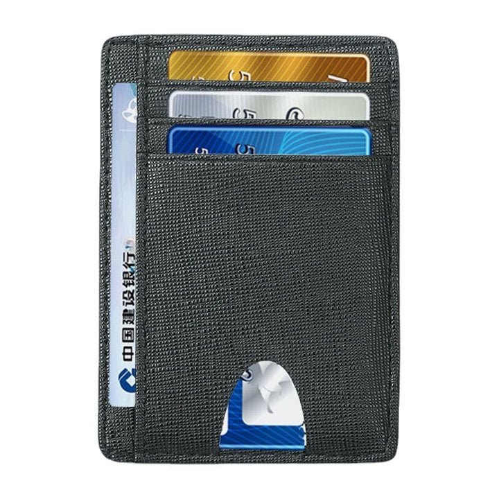 Women and Men Genuine Leather Card Holder Carbon Fiber Pattern RFID Multi-card Slot Wallet DTTT Image 8