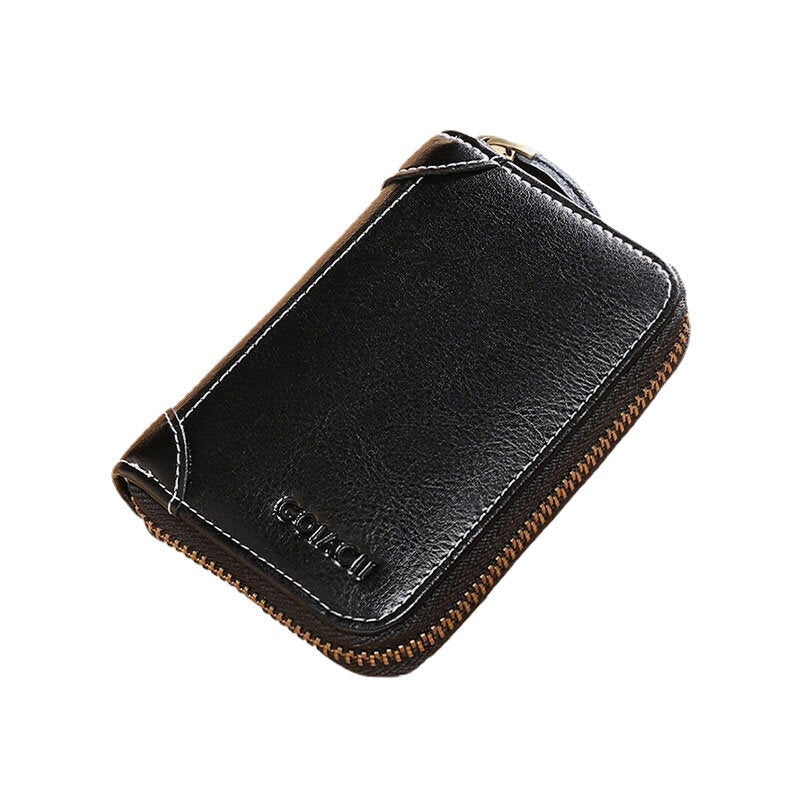 Women 12 Card Slots Rfid Genuine Leather Short Zipper Coin Purse Walle Image 1