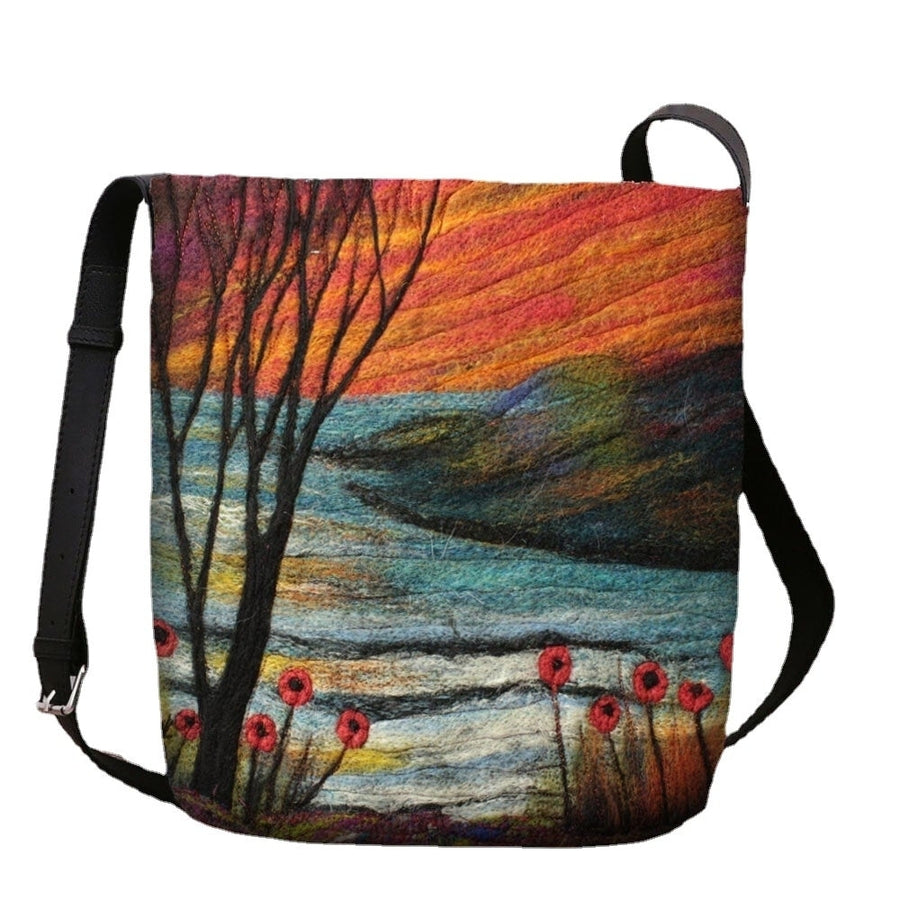 Women Lamb Hair Autumn Natural Scene Colorful DIY Shoulder Bag Crossbody Bag DTTT Image 1