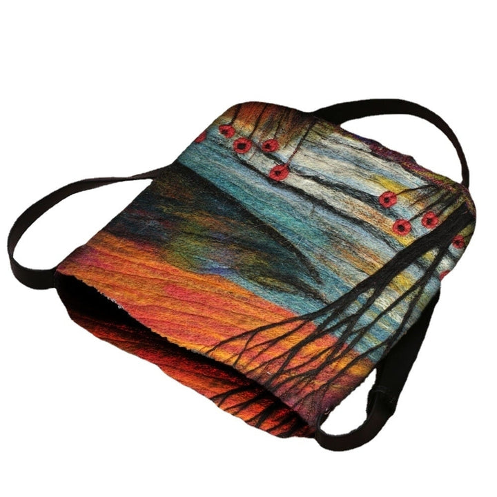 Women Lamb Hair Autumn Natural Scene Colorful DIY Shoulder Bag Crossbody Bag DTTT Image 2