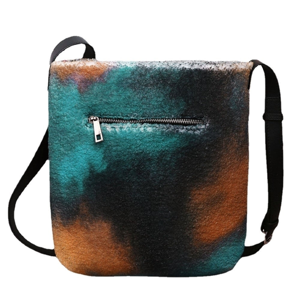 Women Lamb Hair Autumn Natural Scene Colorful DIY Shoulder Bag Crossbody Bag DTTT Image 3