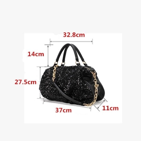 Women Ladies Sequins Handbag Leather Crossbody Tote Shoulder Bag Handbag Image 4