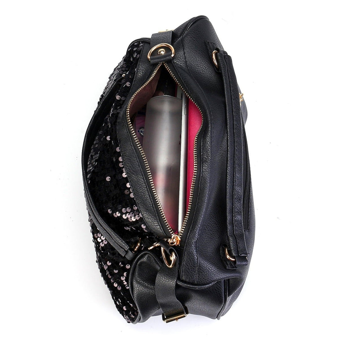 Women Ladies Sequins Handbag Leather Crossbody Tote Shoulder Bag Handbag Image 6