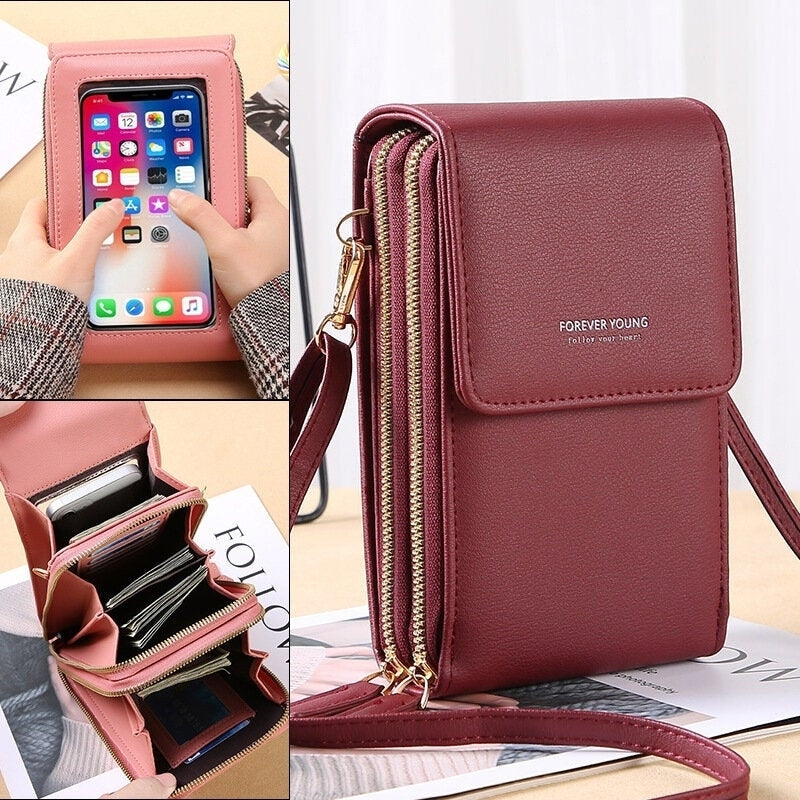 Women 6.5 Inch Touch Screen RFID Clutch Card Large Capacity Multi-Pocket Crossbody Phone Bag- PPT Image 1