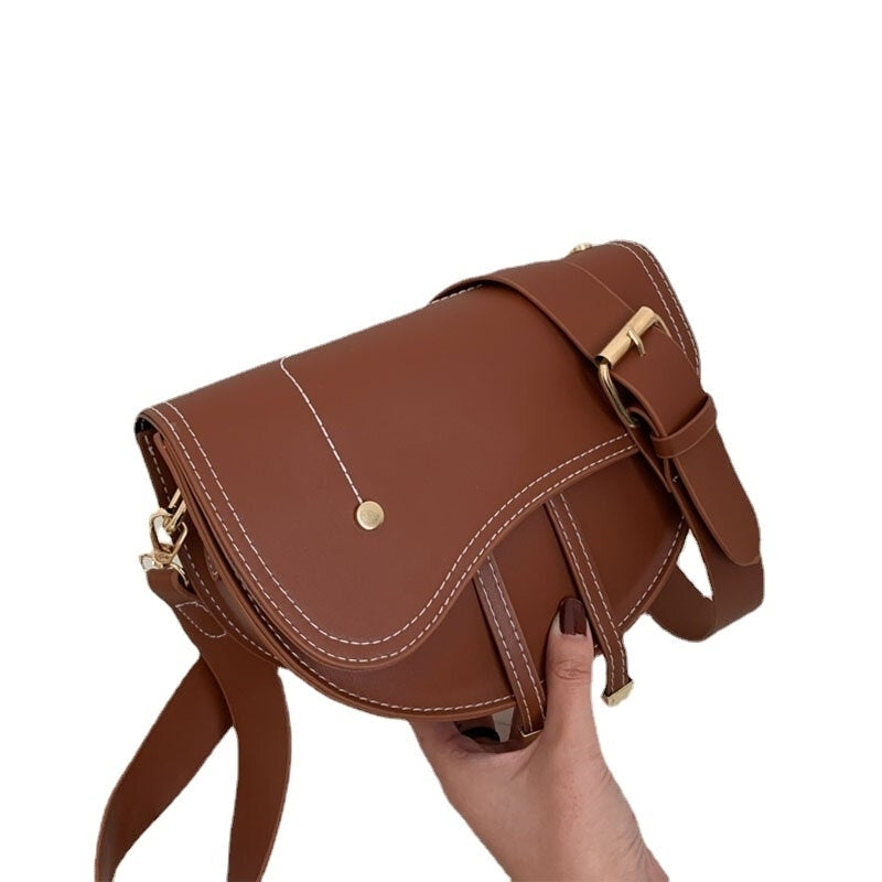 Women Irregular Shape Solid Casualc Saddle Bag Shoulder Bag Image 1