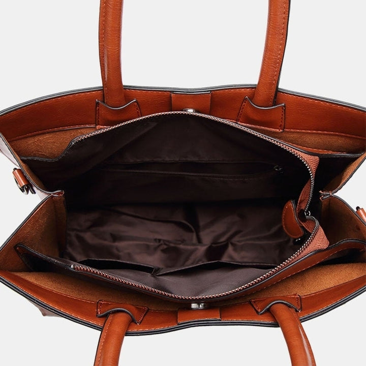 Women Faux Leather Retro Multi-pocket Large Capacity Handbag Shoulder Bag Tote Image 2