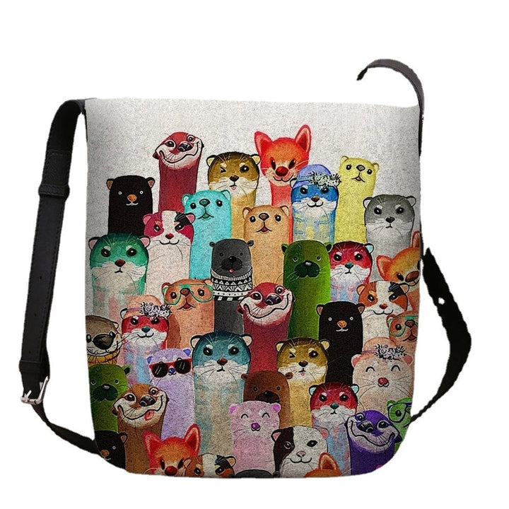 Women Felt Cute Cartoon Colorful Moles Pattern Multi-carry Crossbody Bag Shoulder Bag Image 1