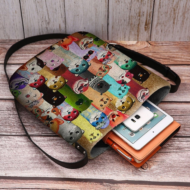 Women Felt Cute Cartoon Colorful Moles Pattern Multi-carry Crossbody Bag Shoulder Bag Image 4