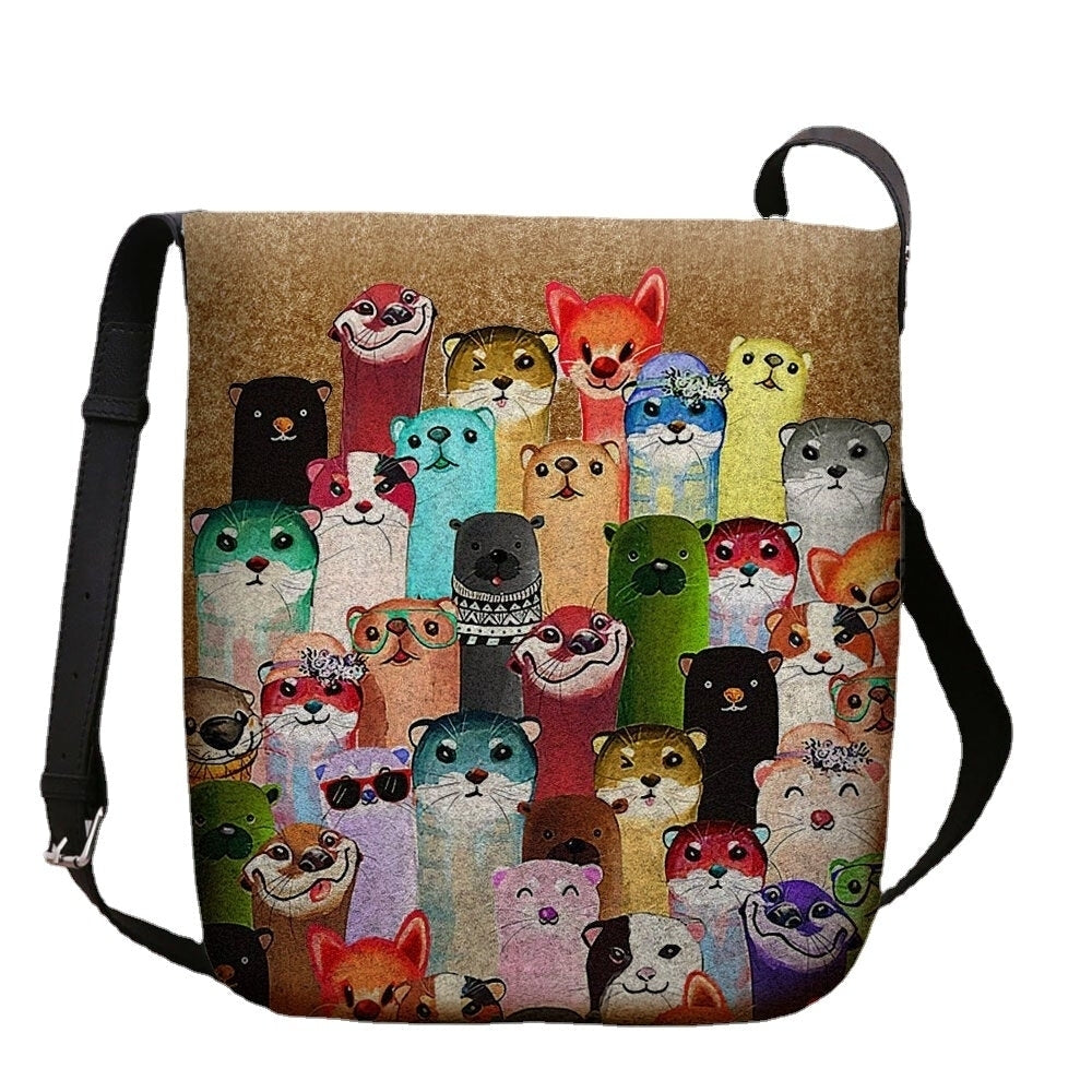 Women Felt Cute Cartoon Colorful Moles Pattern Multi-carry Crossbody Bag Shoulder Bag Image 1