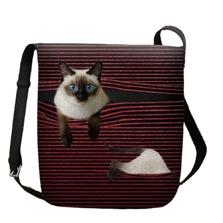 Women Felt Cute Cartoon Cat Stripes Pattern Multi-carry Crossbody Bag Shoulder Bag DTTT Image 6