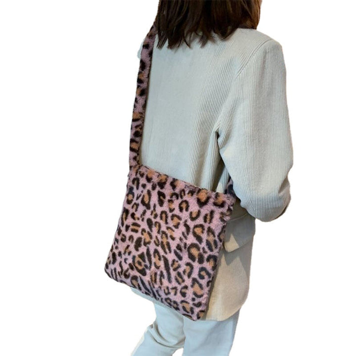 Women Felt Soft Leopard Pattern Cute Casual Personality Shoulder Crossbody Bag Image 3